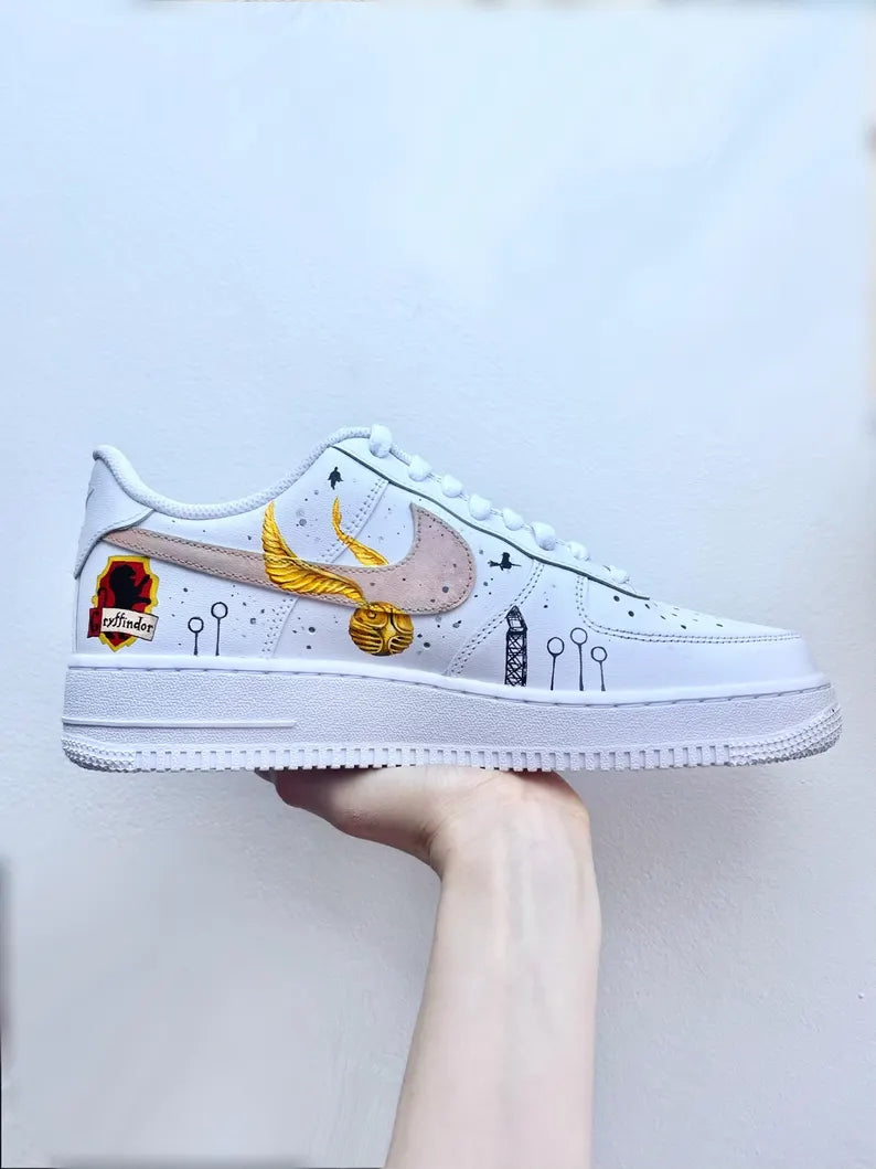 Custom Air Force 1 White Gryffindor Elements Design-shecustomize