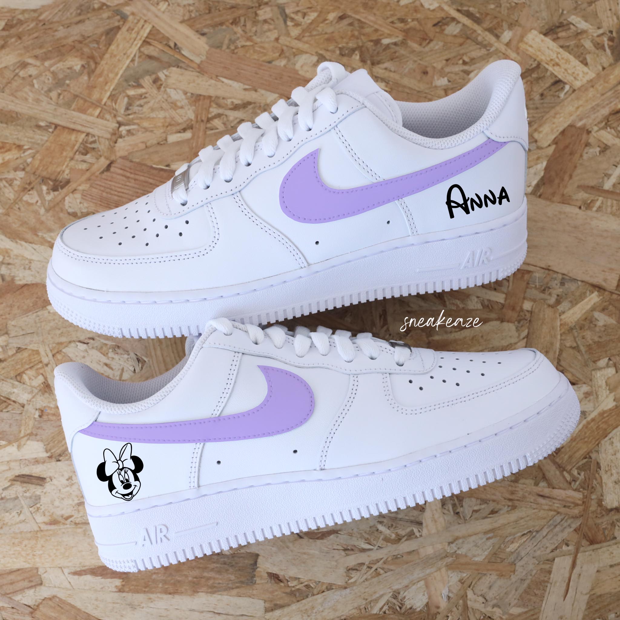 Custom Air Force 1 White Lilac Minnie Mouse-shecustomize