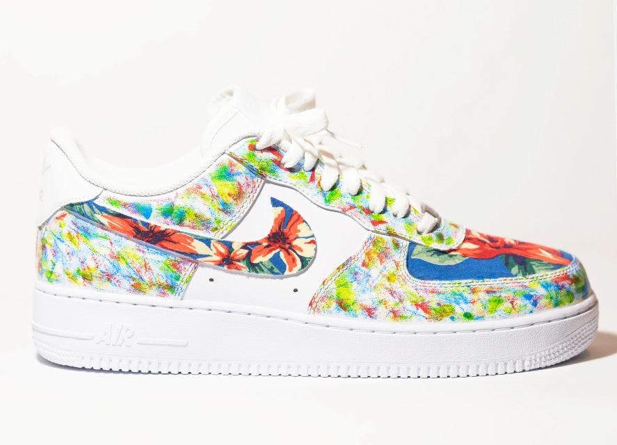 Custom Air Force 1 White Multicolor Splatter With Floral Pattern-shecustomize