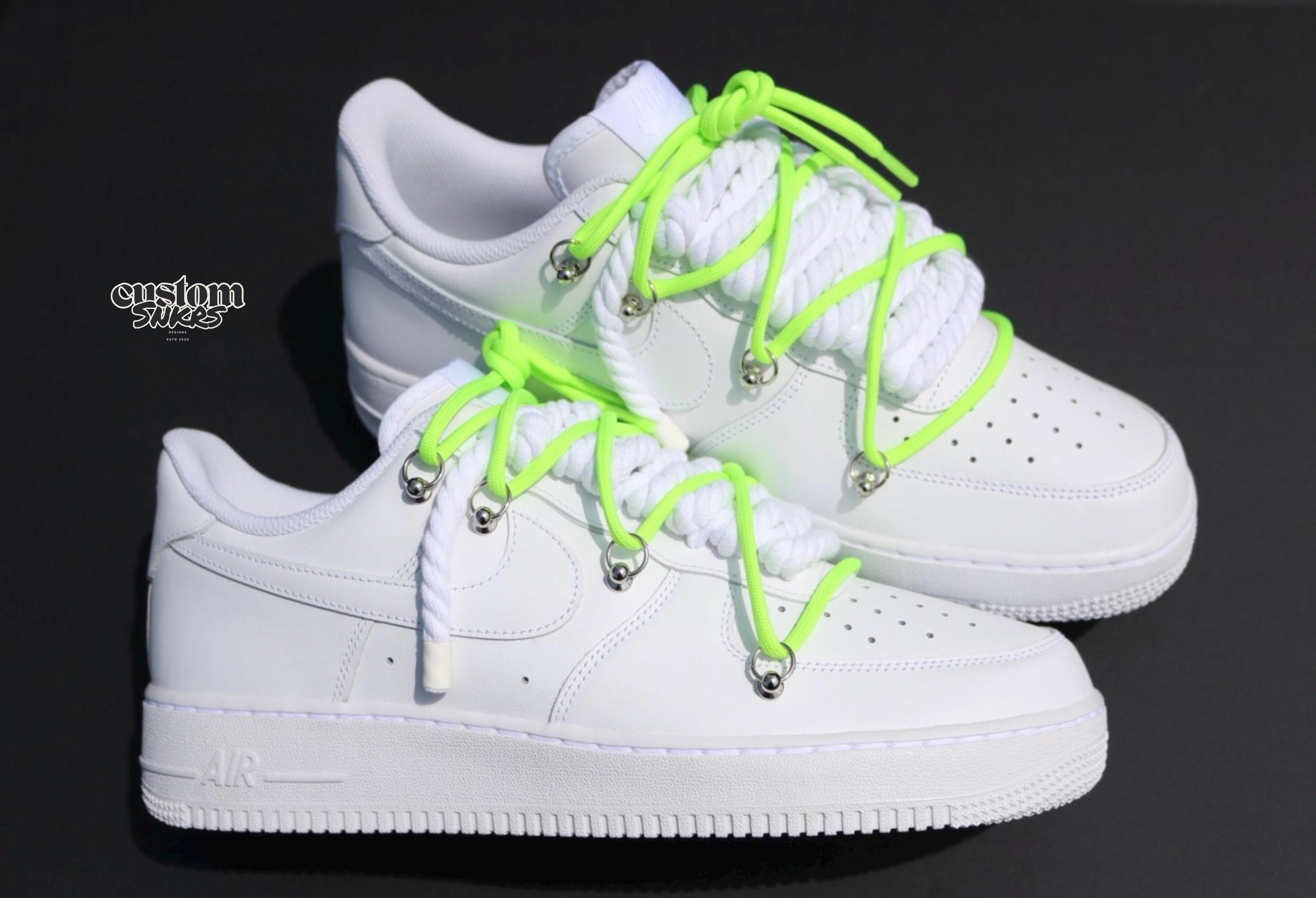 Custom Air Force 1 White Neon Green Laces