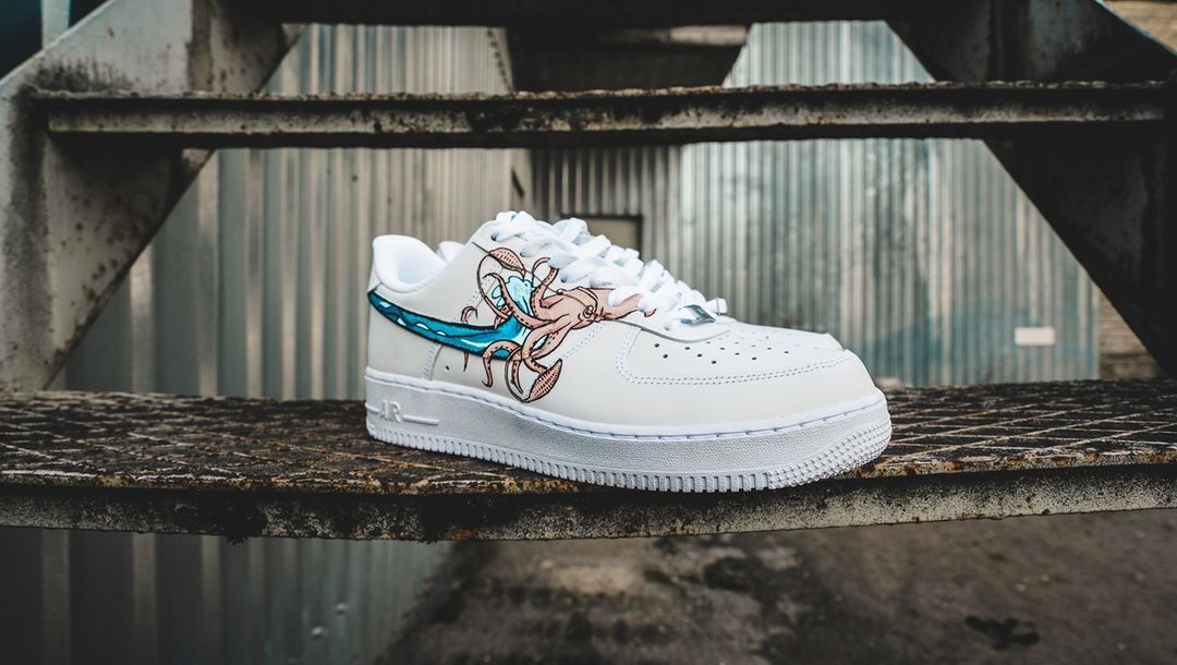 Custom Air Force 1 White Octopus Cartoon Design-shecustomize
