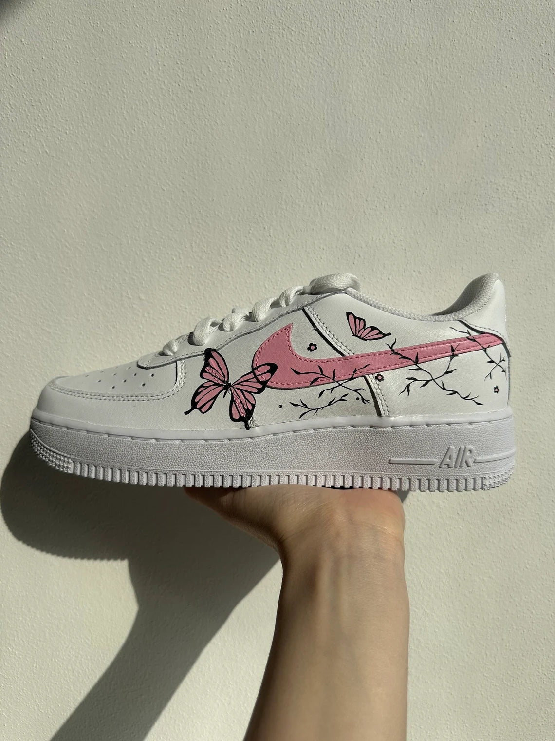Custom Air Force 1 White Pink Butterflies-shecustomize
