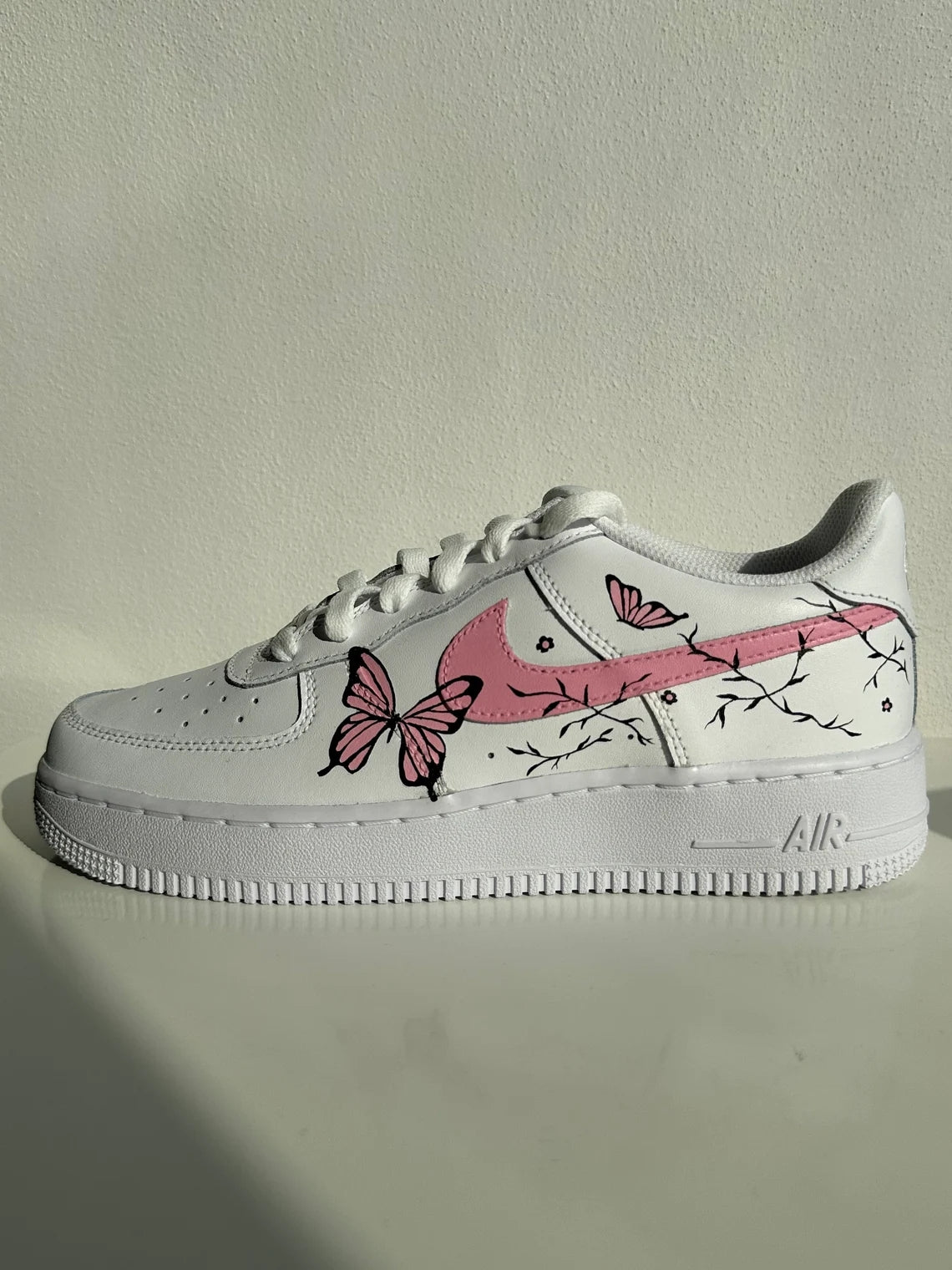 Custom Air Force 1 White Pink Butterflies-shecustomize