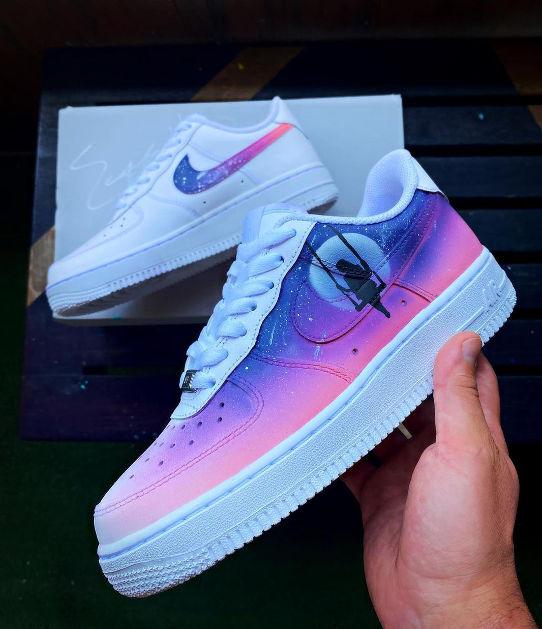 Custom Air Force 1 White Pink Purple Galaxy Pattern-shecustomize