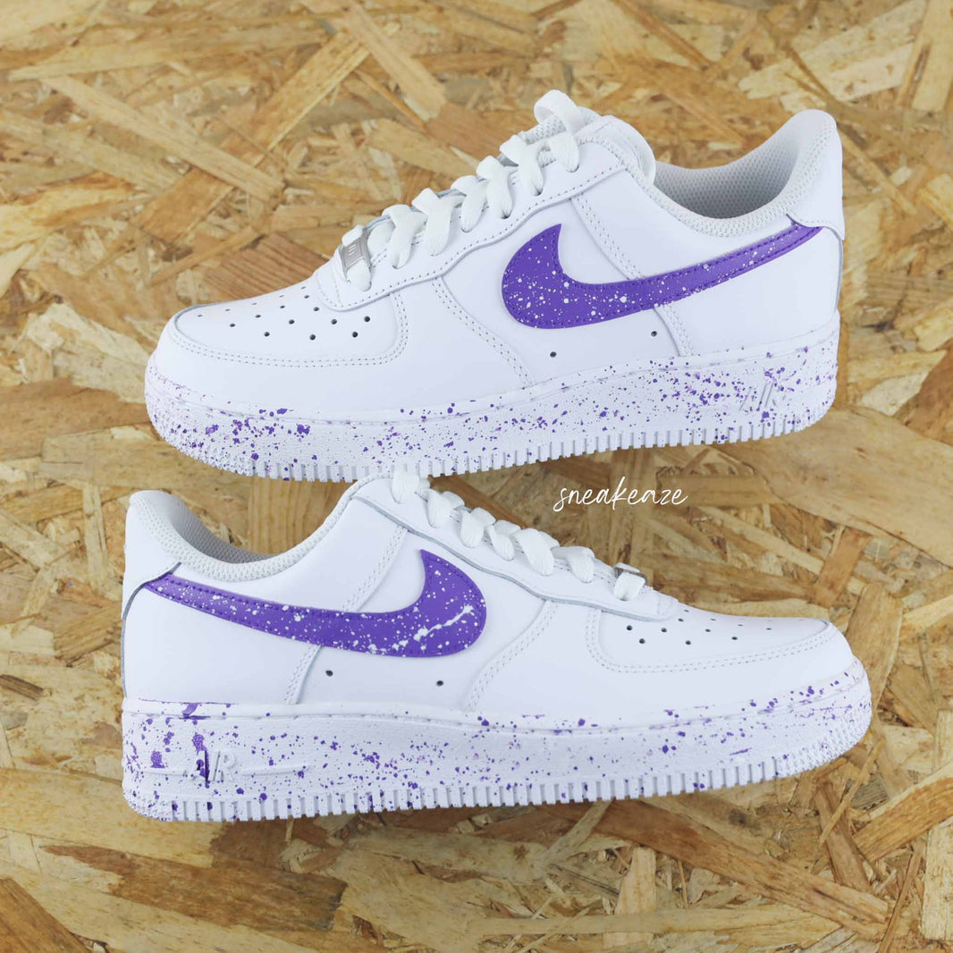 Custom Air Force 1 White Purple Splatter Pattern-shecustomize
