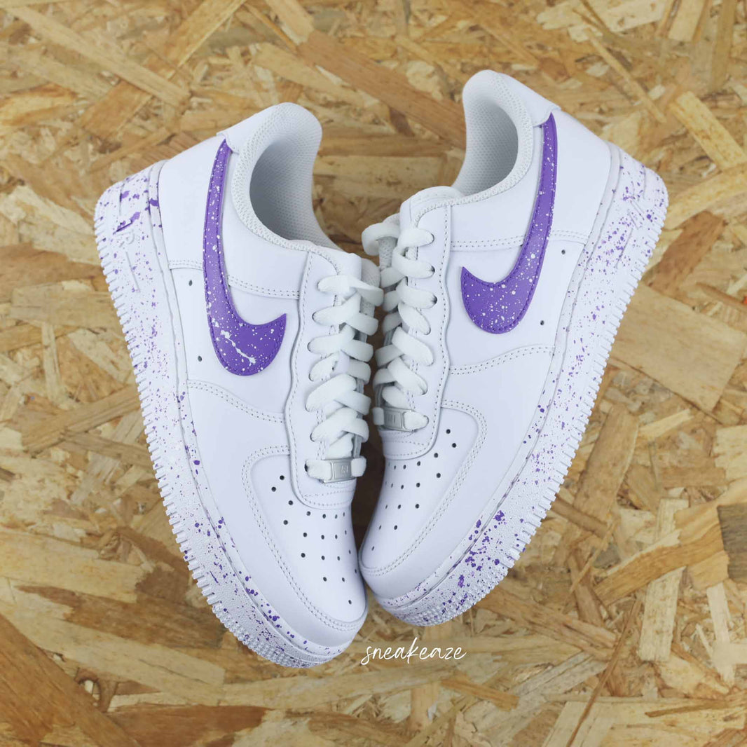 Custom Air Force 1 White Purple Splatter Pattern-shecustomize