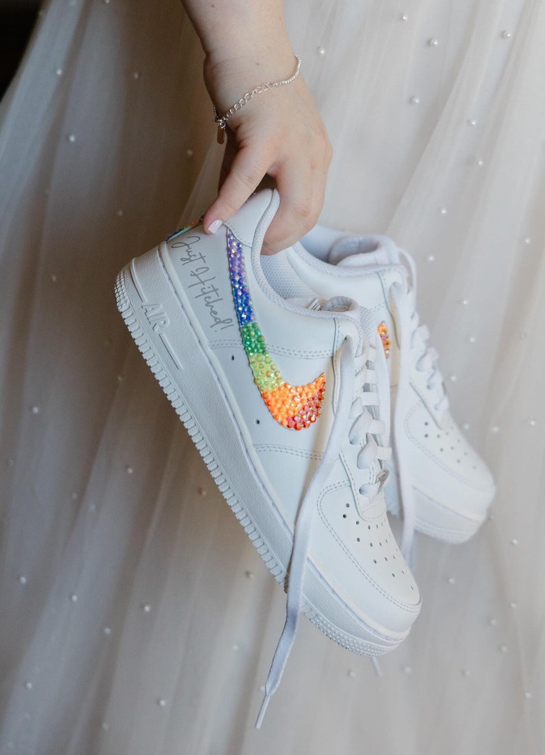 Custom Air Force 1 White Rainbow Glitter