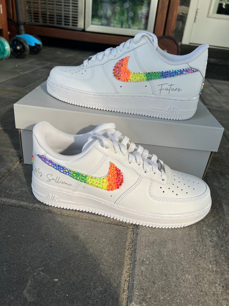 Custom Air Force 1 White Rainbow Glitter