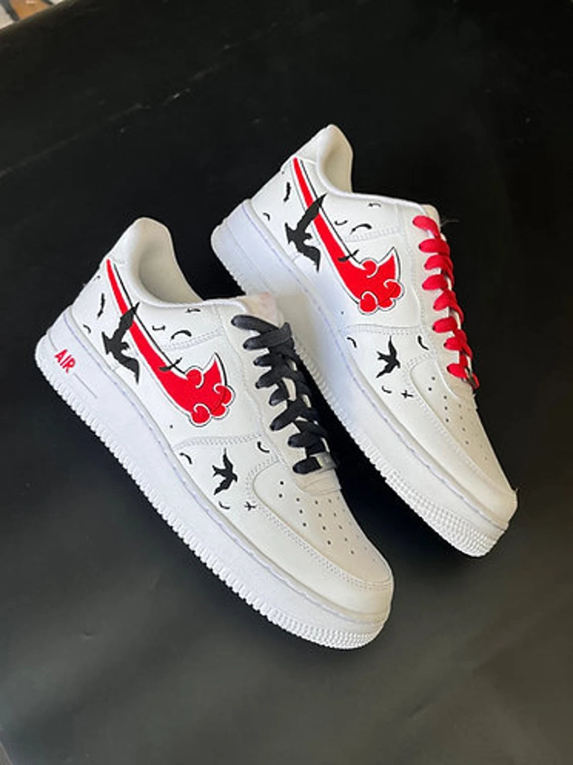 Custom Air Force 1 White Red Black Birds And Clouds-shecustomize