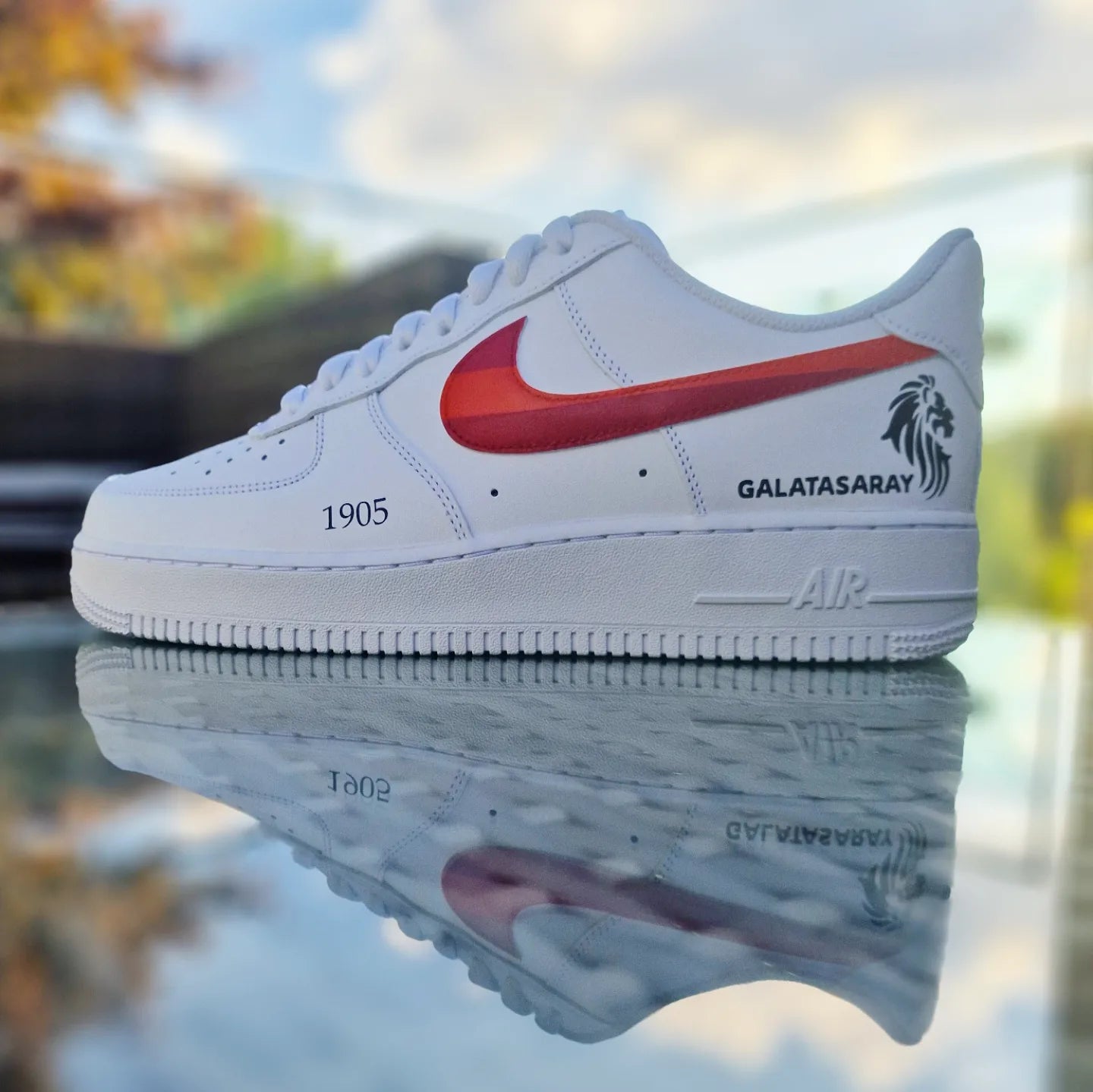 Custom Air Force 1 White Red Galatasaray Logo-shecustomize