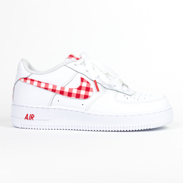 Custom Air Force 1 White Red Gingham Pattern-shecustomize