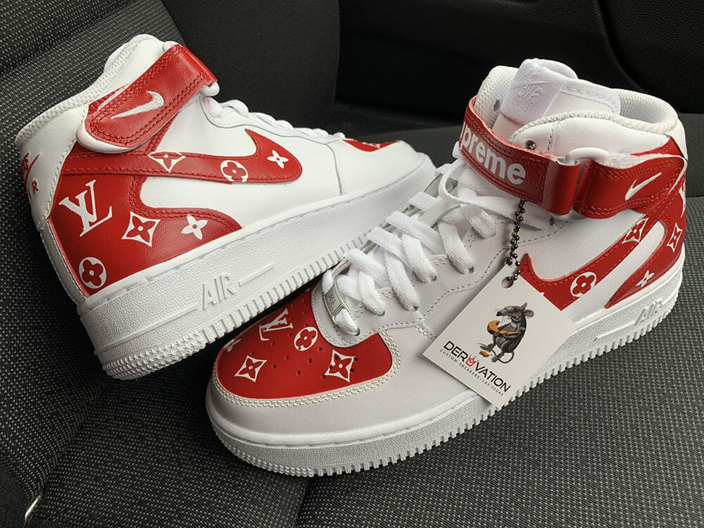 Custom Air Force 1 White Red LV Pattern-shecustomize