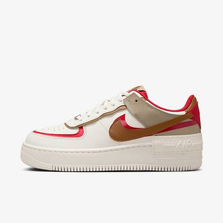 Custom Air Force 1 White Red Tan Color - Blocked-shecustomize