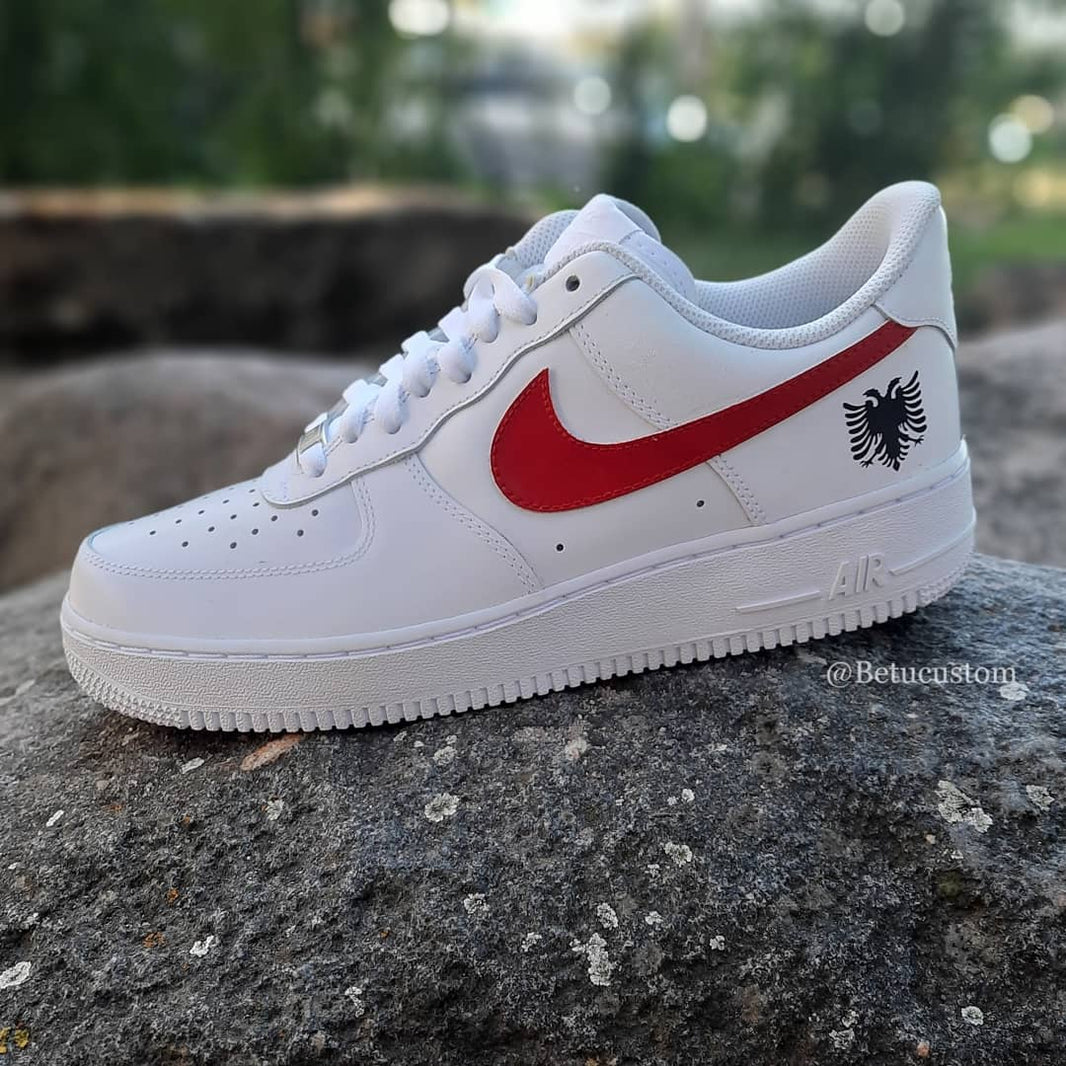 Custom Air Force 1 White Red With Black Logo-shecustomize