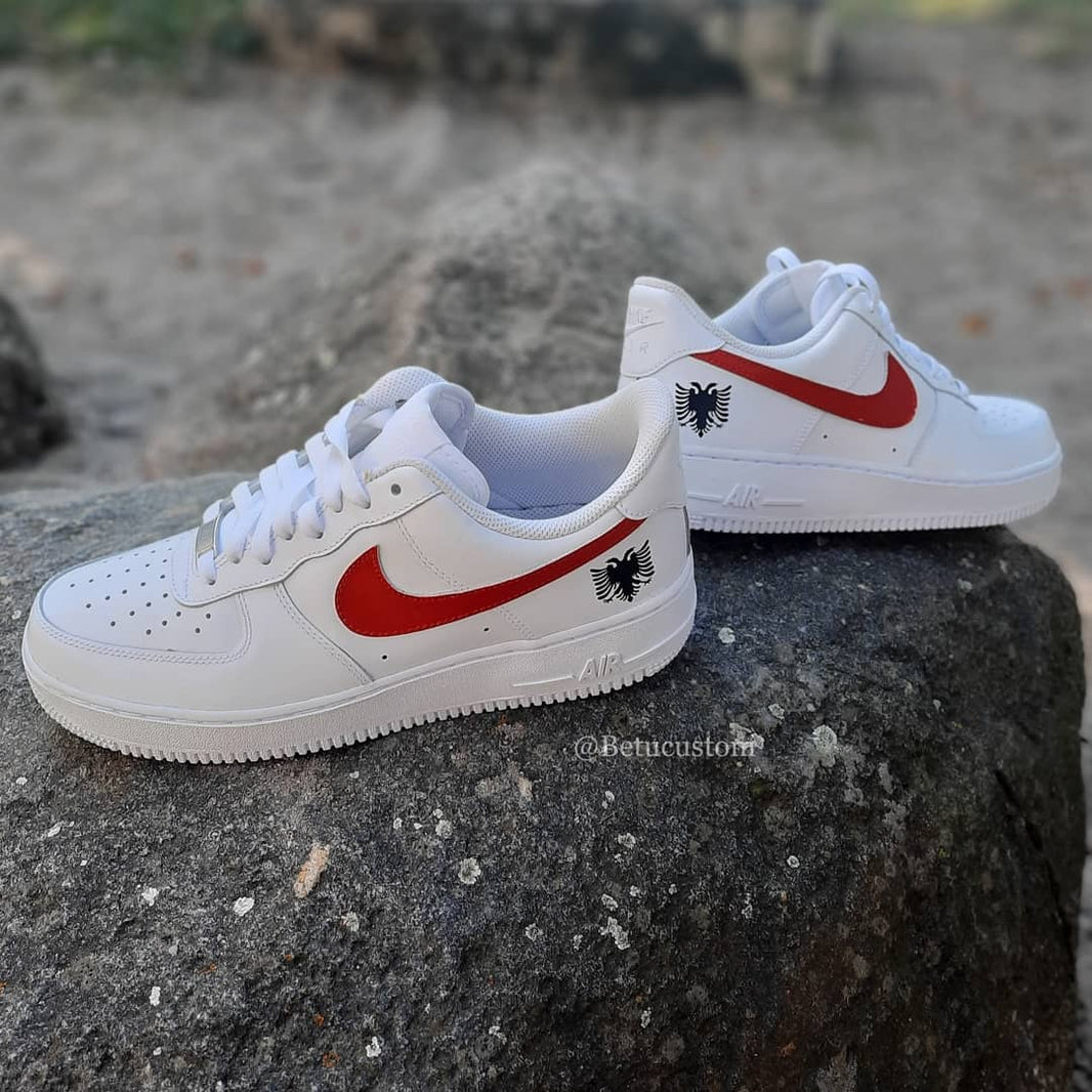 Custom Air Force 1 White Red With Black Logo-shecustomize