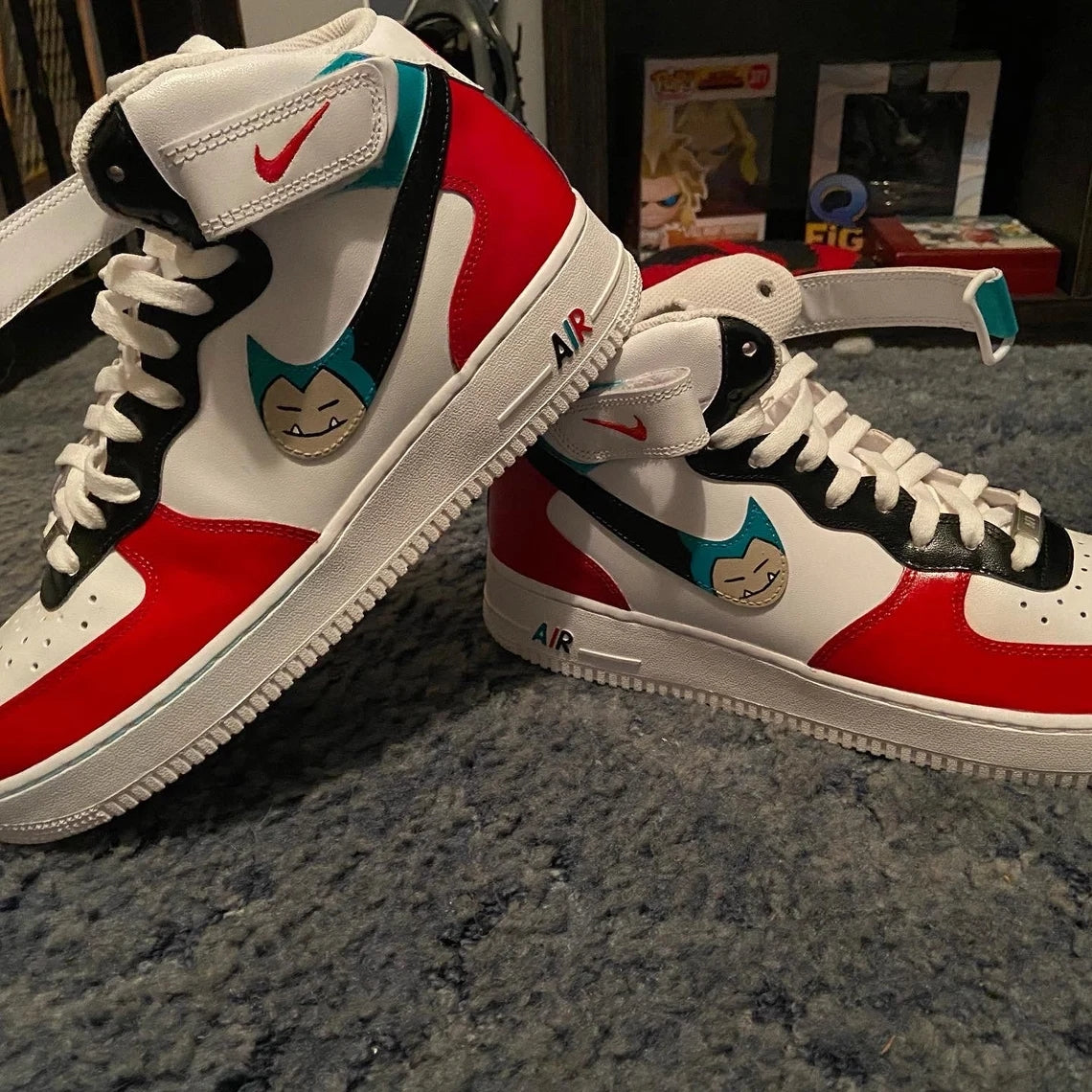 Custom Air Force 1 White Red With Cartoon Character Design-shecustomize