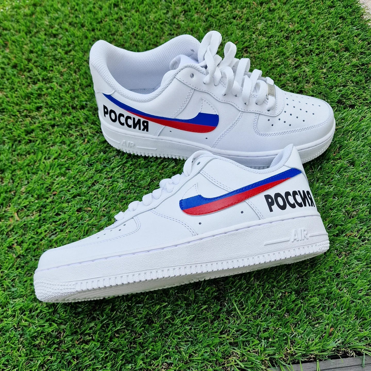 Custom Air Force 1 White Russia Flag Swoosh Design-shecustomize
