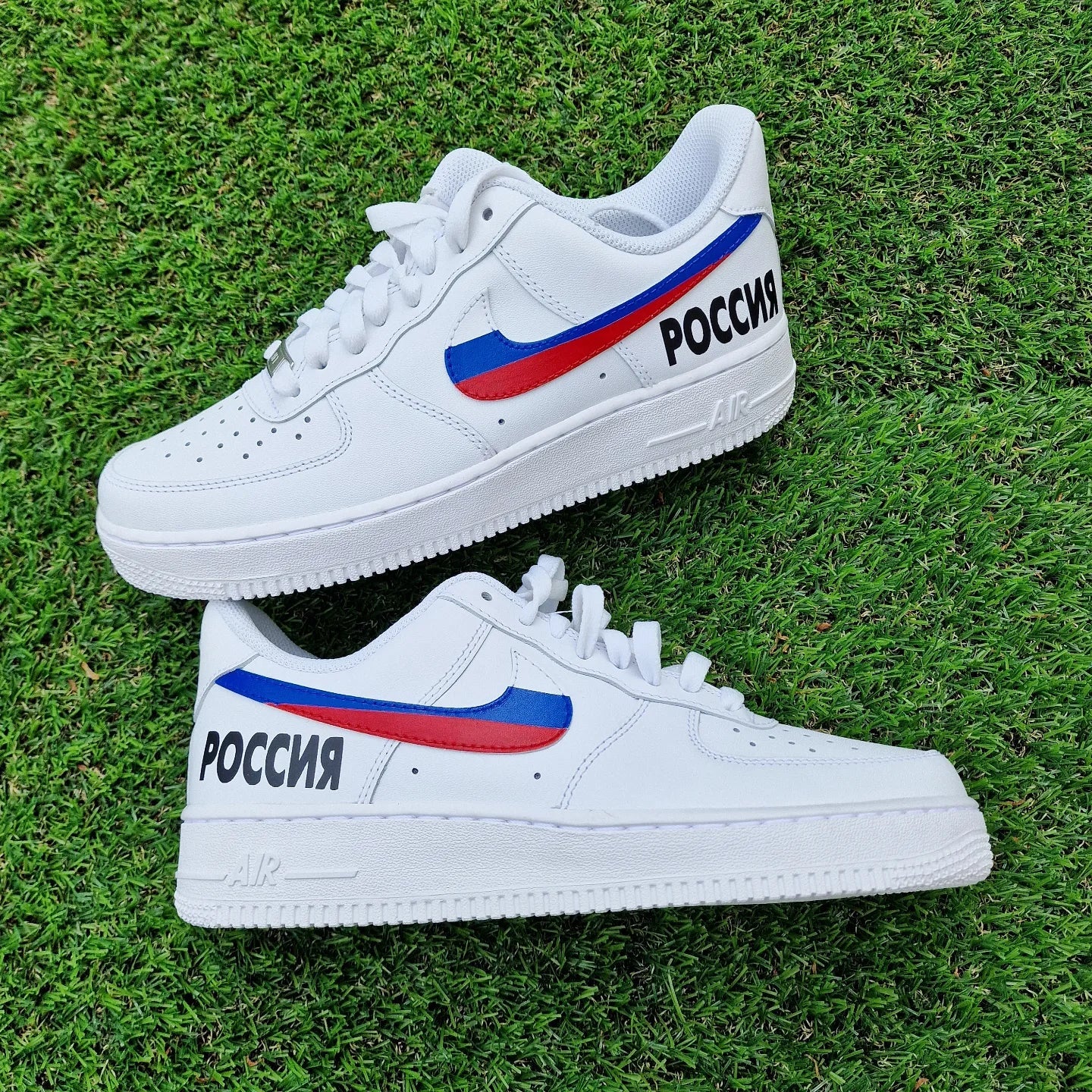 Custom Air Force 1 White Russia Flag Swoosh Design-shecustomize