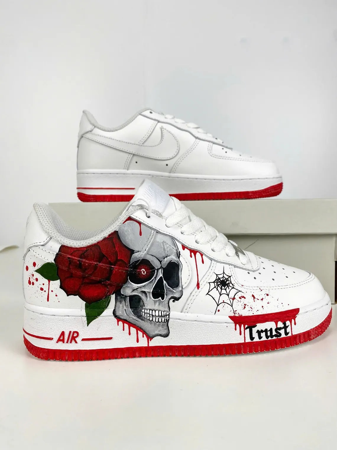 Custom Air Force 1 White Skull And Rose Design-shecustomize