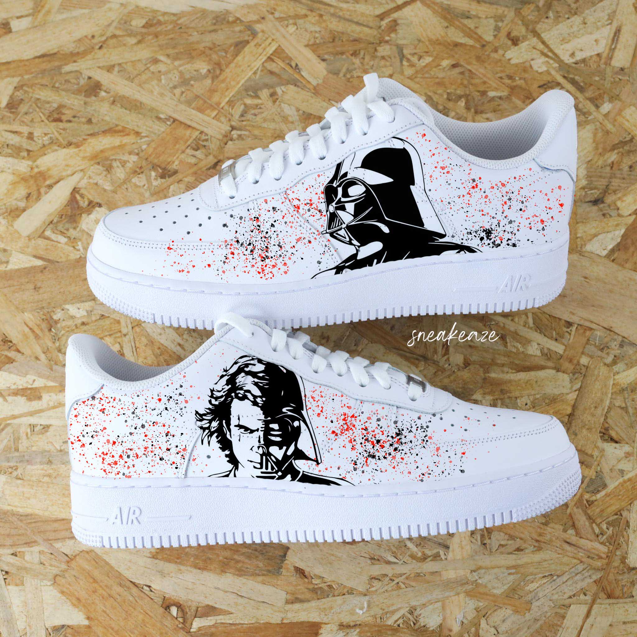 Custom Air Force 1 White Star Wars Theme With Red And Black Splash-shecustomize