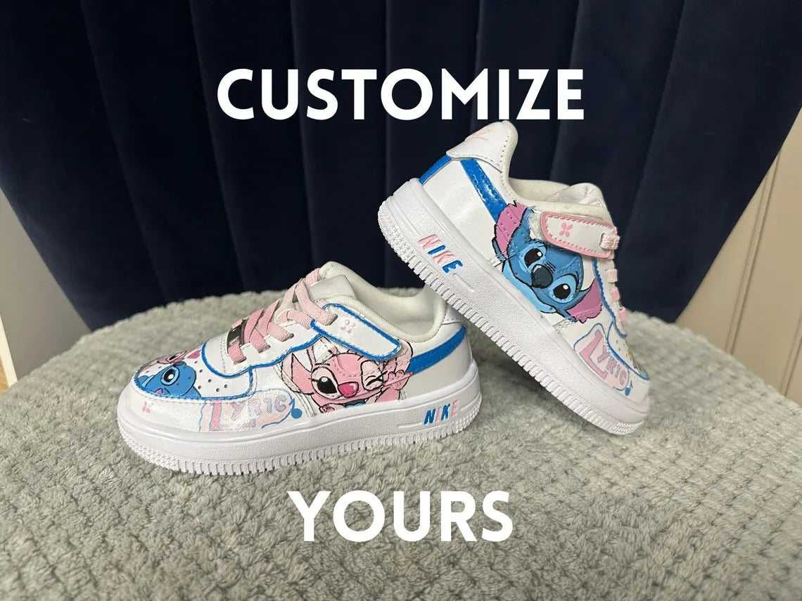 Custom Air Force 1 White Stitch And Angel Cartoon-shecustomize
