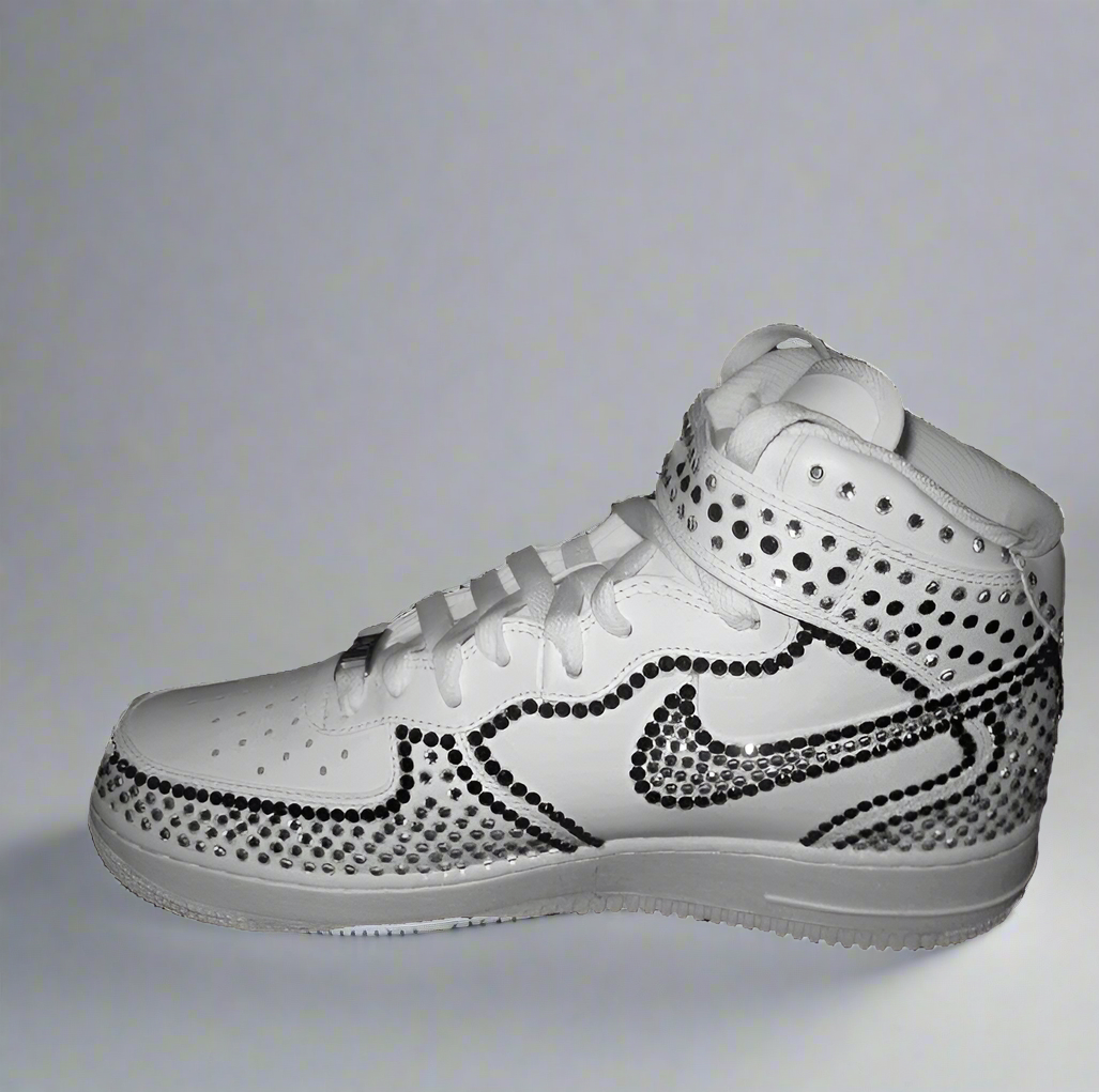 Custom Air Force 1 White Studded Rhinestones Design-shecustomize