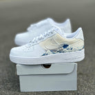 Custom Air Force 1 White The Great Blue Wave Off Kanagawa Pattern-shecustomize