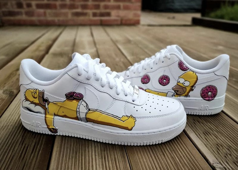 Custom Air Force 1 White The Simpsons Donuts Cartoon Design-shecustomize