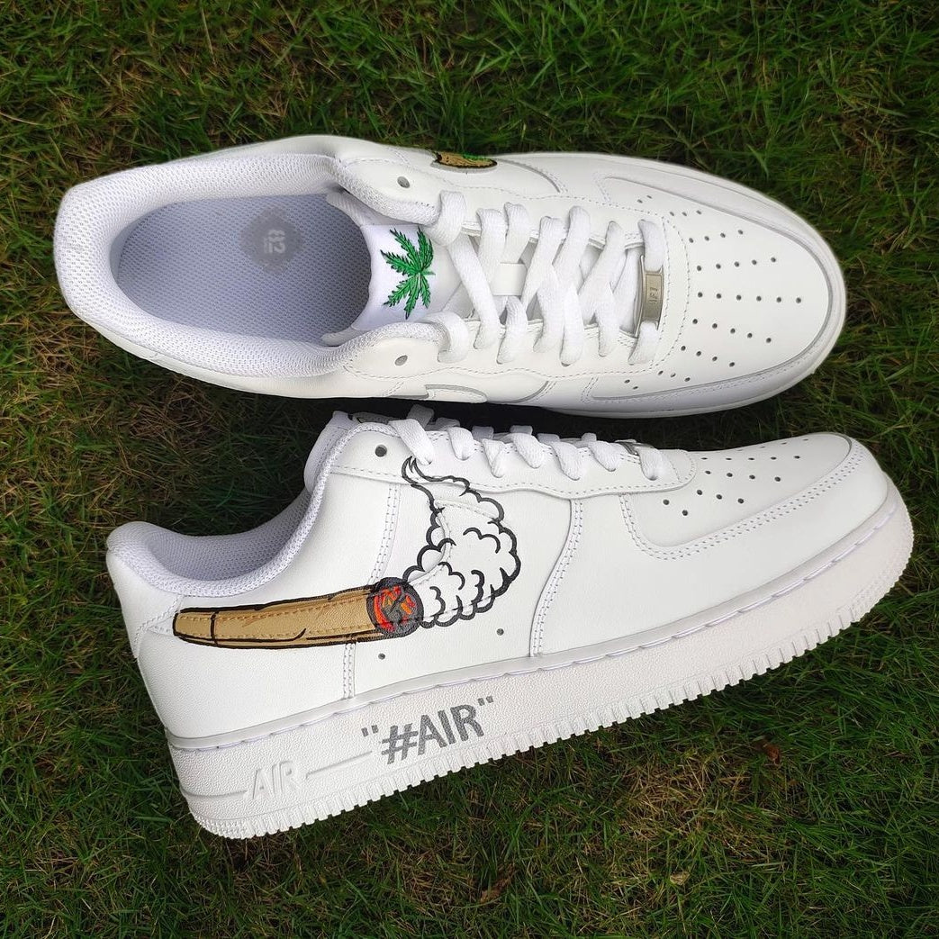 Custom Air Force 1 White Weed Themed Pattern-shecustomize