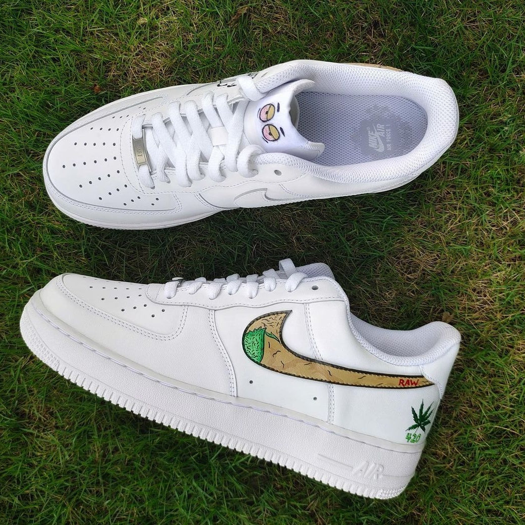 Custom Air Force 1 White Weed Themed Pattern-shecustomize