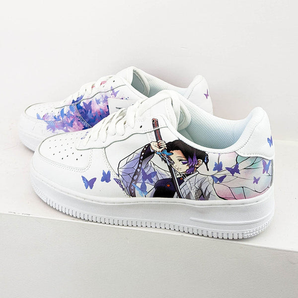 Custom Air Force 1 White With Anime Character And Butterflies-shecustomize