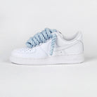 Custom Air Force 1 White With Baby Blue Rope Laces-shecustomize