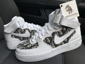 Custom Air Force 1 White With Black Dior Pattern