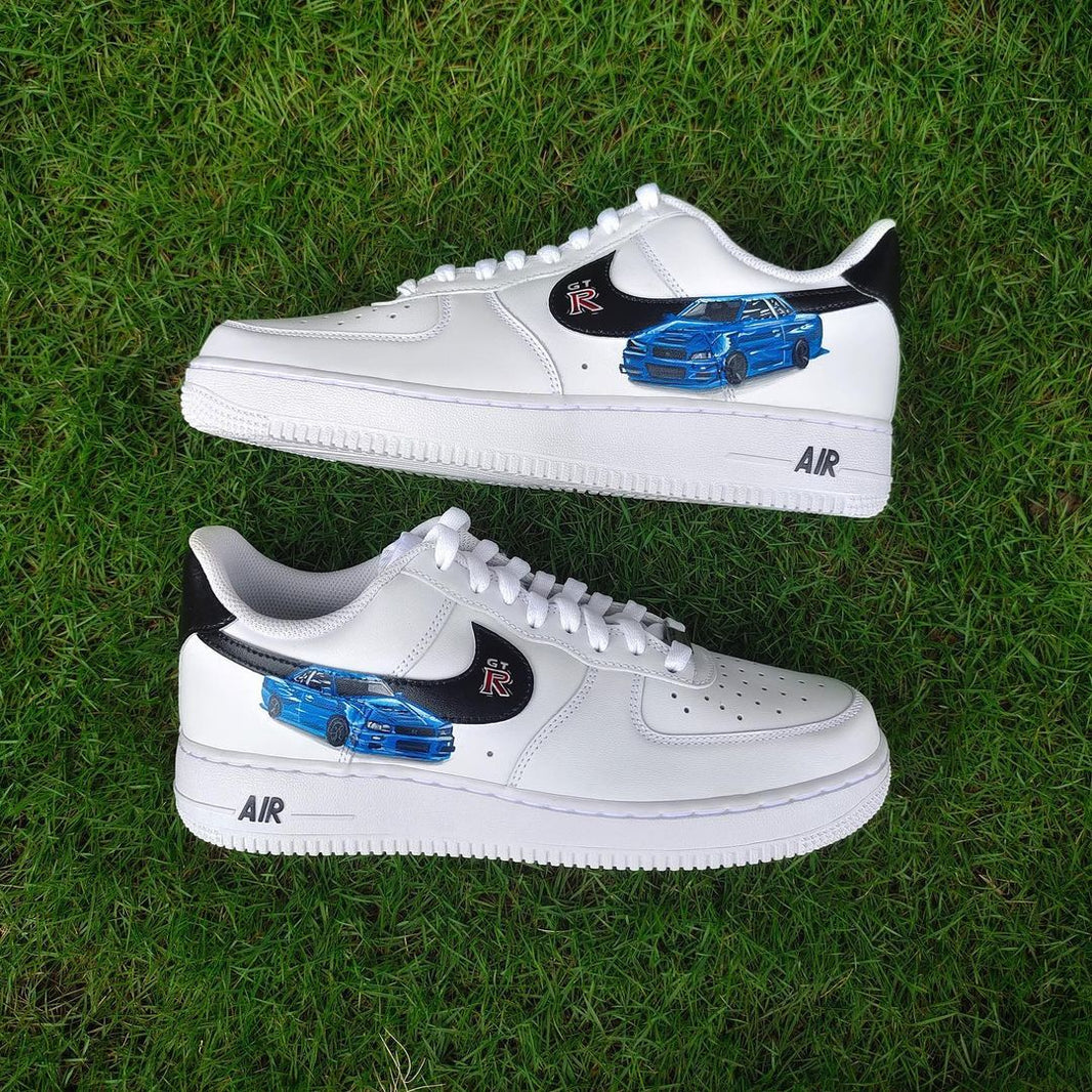 Custom Air Force 1 White With Blue Car Design-shecustomize