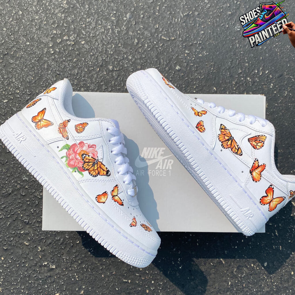Custom Air Force 1 White With Butterflies And Rose-shecustomize