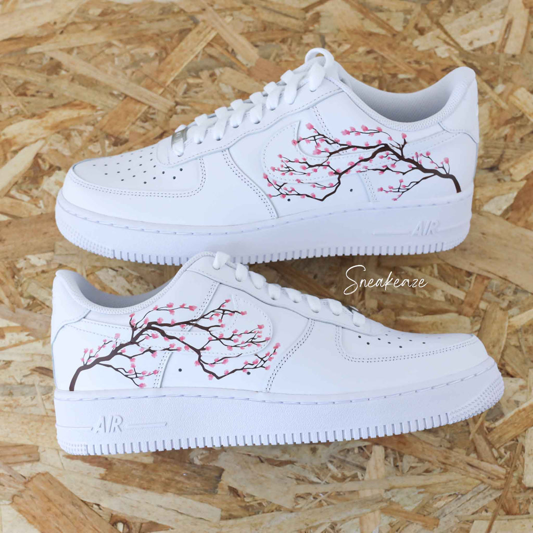 Custom Air Force 1 White With Cherry Blossom Design-shecustomize