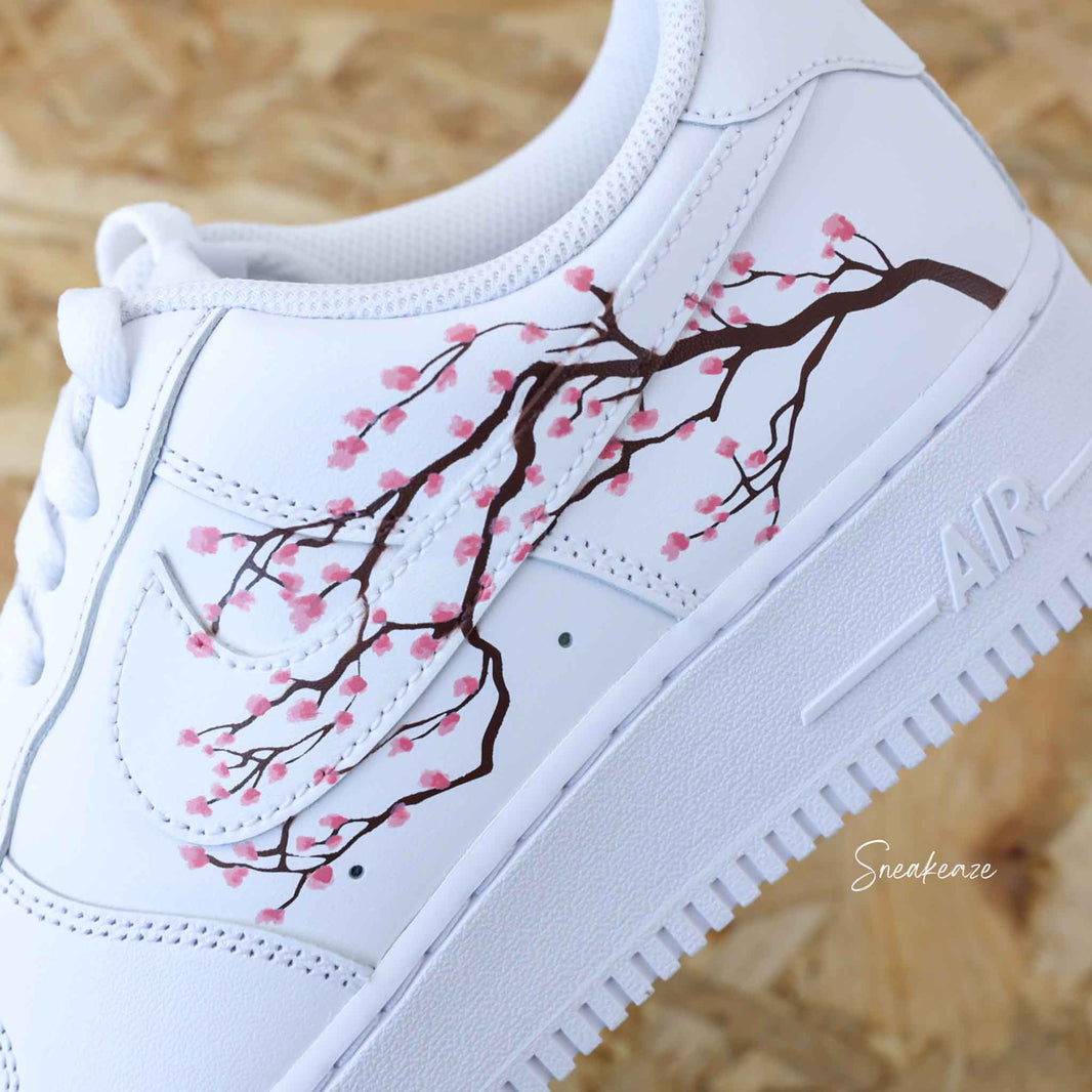 Custom Air Force 1 White With Cherry Blossom Design-shecustomize