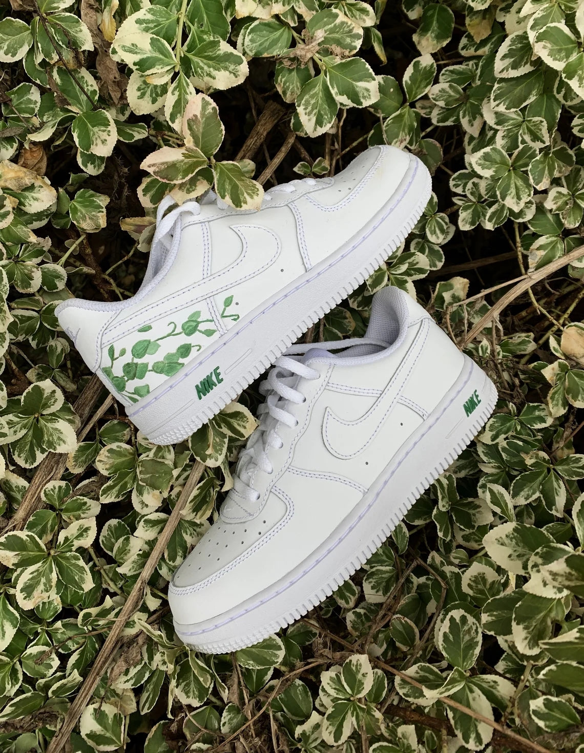 Custom Air Force 1 White With Green Vine Pattern-shecustomize