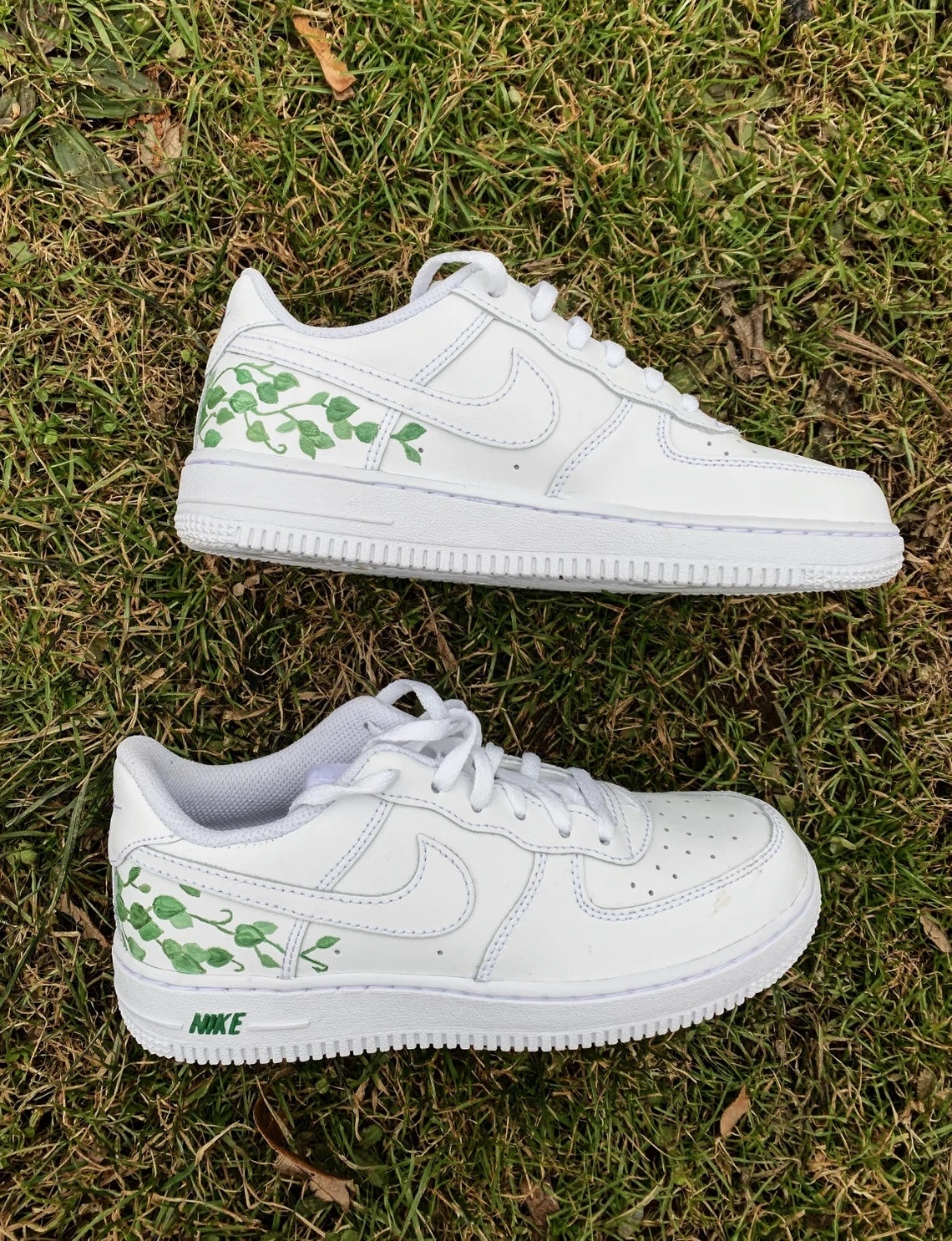 Custom Air Force 1 White With Green Vine Pattern-shecustomize