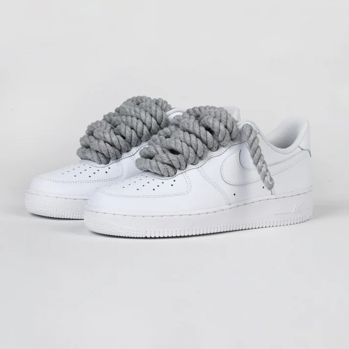 Custom Air Force 1 White With Grey Rope Material-shecustomize