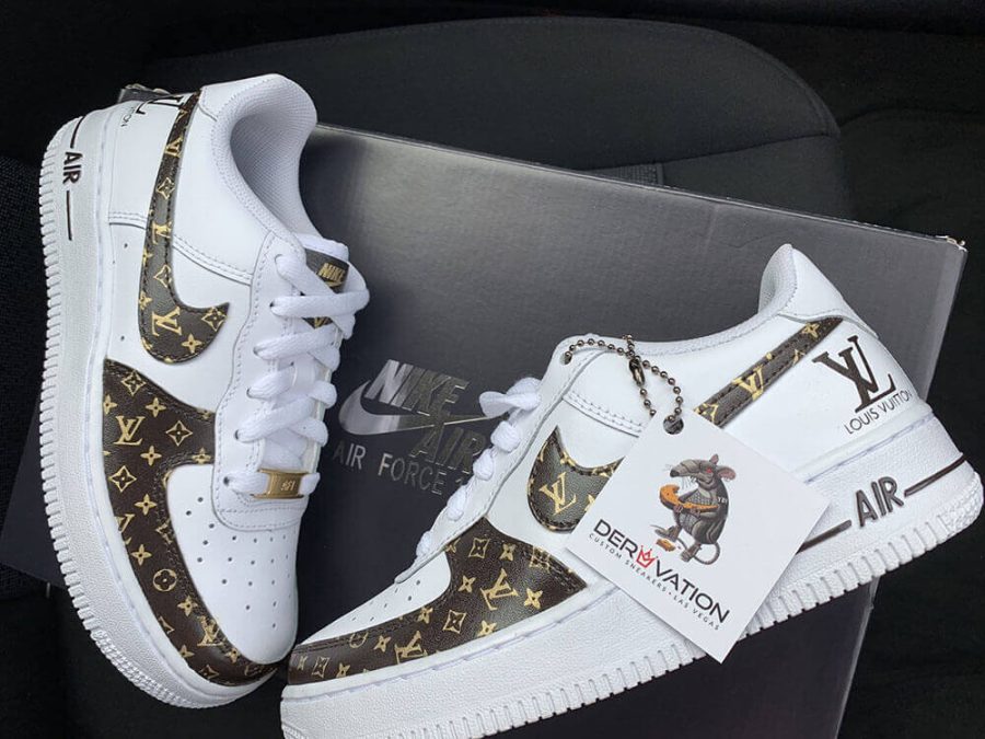 Custom Air Force 1 White With LV Logo Pattern