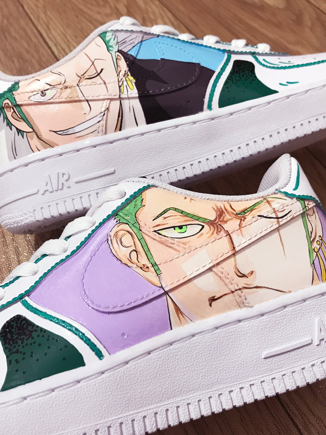 Custom Air Force 1 White With One Piece Character Artwork