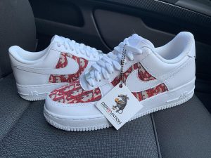 Custom Air Force 1 White With Red Dior Logo Pattern