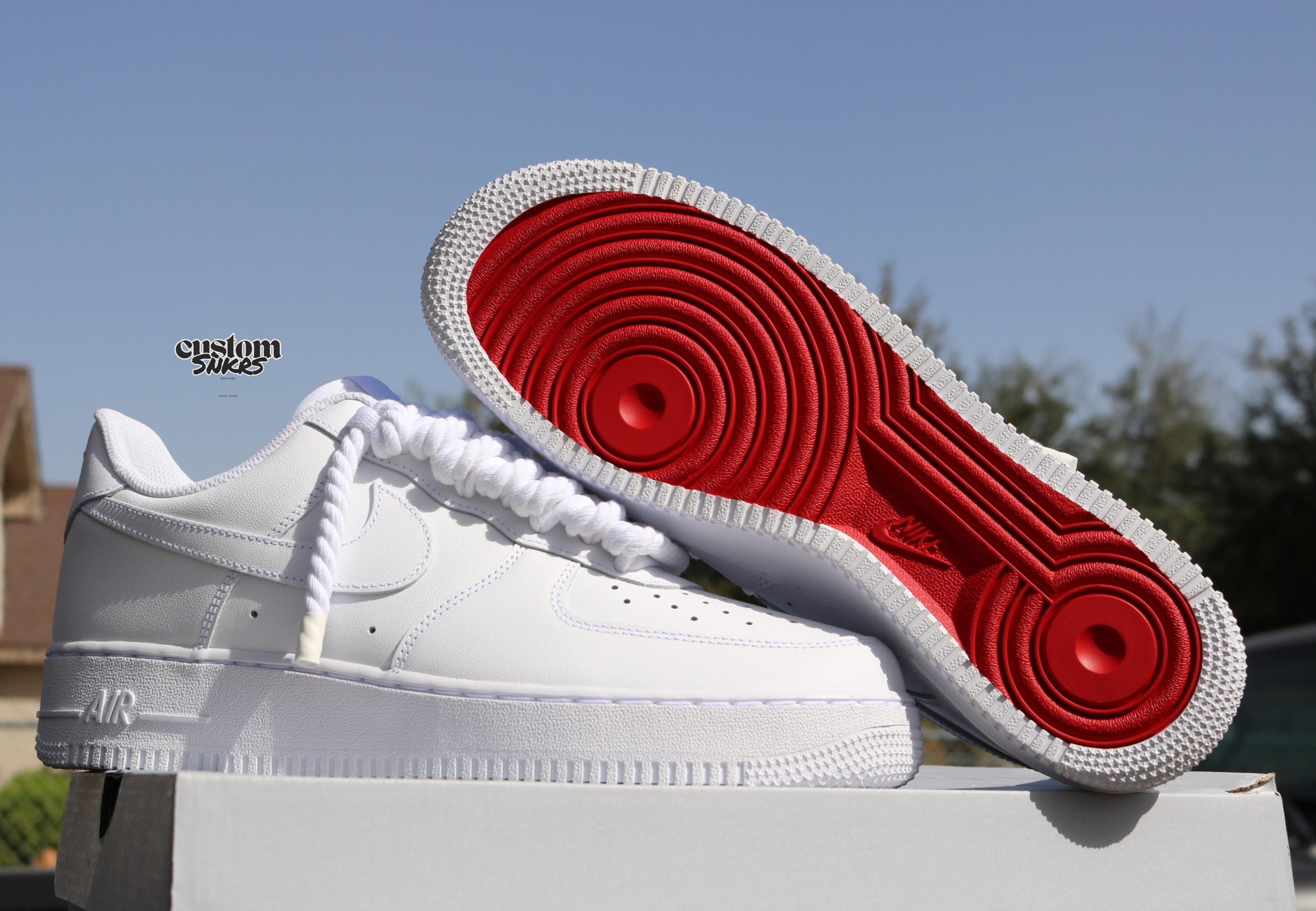 Custom Air Force 1 White With Red Sole