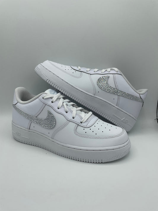 Custom Air Force 1 White With Rhinestones Swoosh-shecustomize