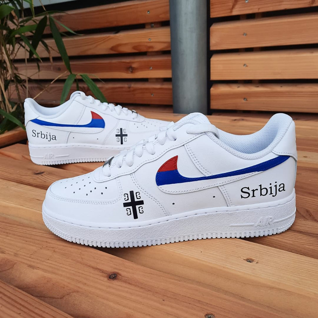 Custom Air Force 1 White With Serbian Logo And Flag Colors-shecustomize
