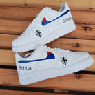 Custom Air Force 1 White With Serbian Logo And Flag Colors-shecustomize