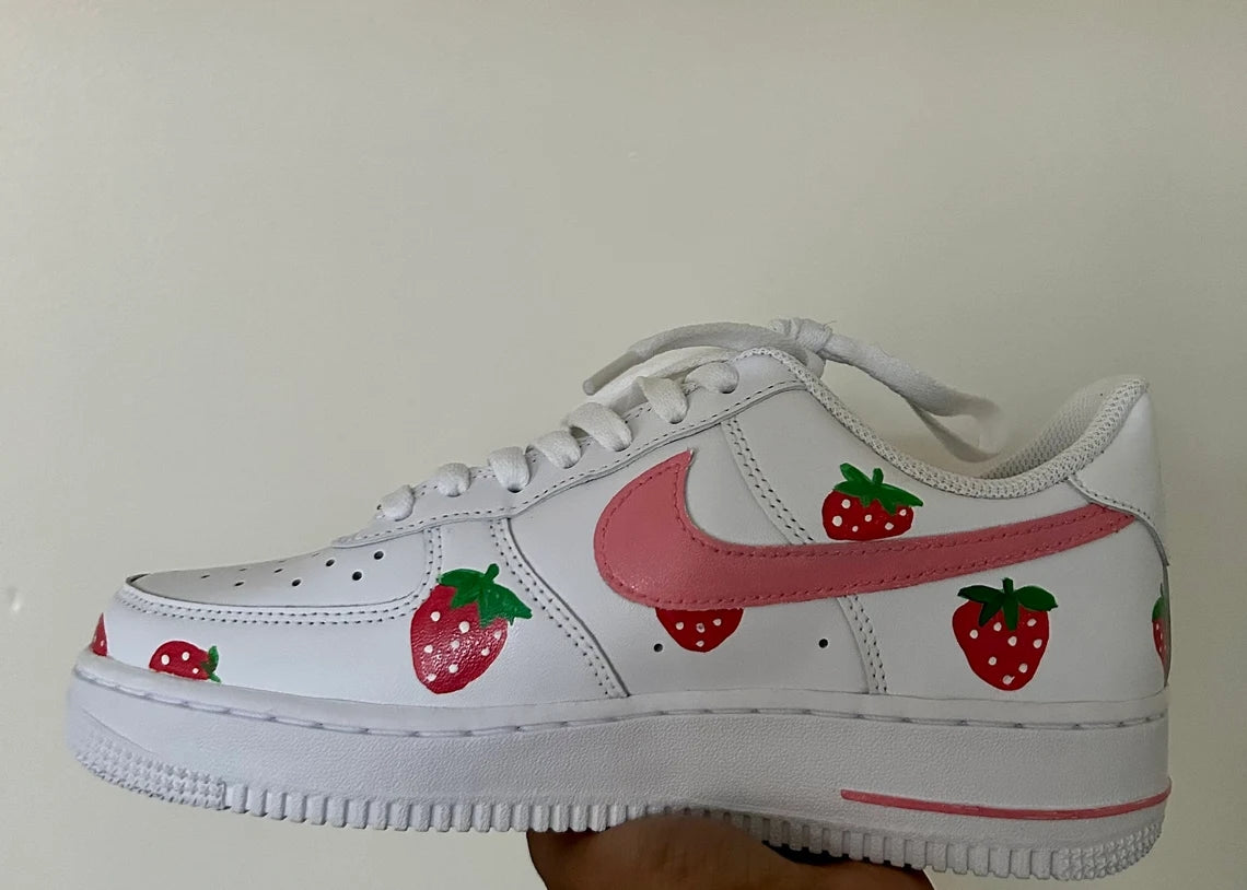 Custom Air Force 1 White With Strawberry Pattern-shecustomize