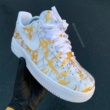 Custom Air Force 1 White With Yellow Camo Pattern