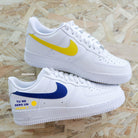Custom Air Force 1 White Yellow Blue With French Text-shecustomize